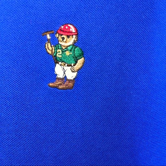 Men’s sz L polo Ralph Lauren collar Polo button shirt with embroidered bear - Picture 3 of 10